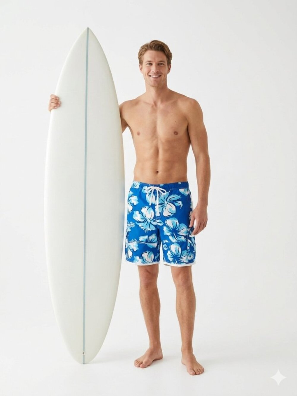 Wonderwall Board Shorts Blue Hawaiian Floral Beach Swim XL